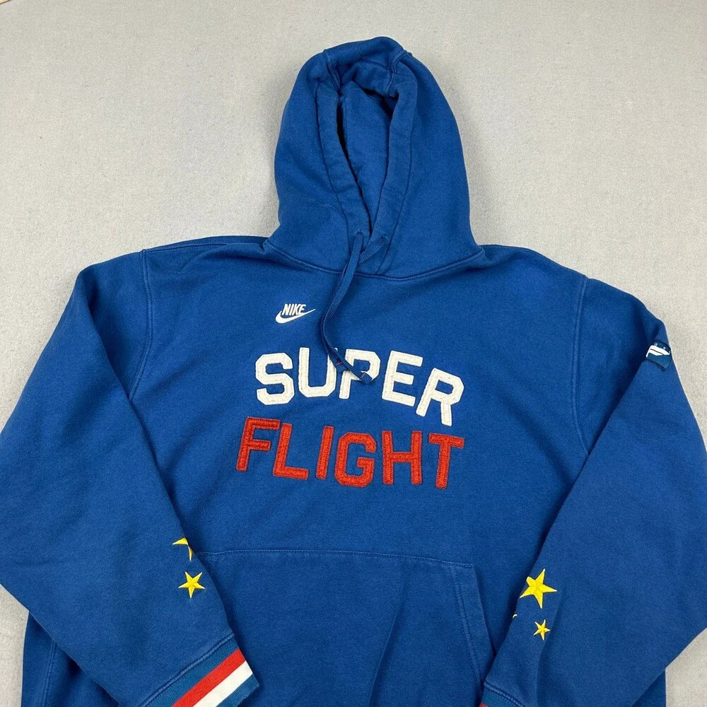 Nike Hoodie Men 2XL Blue Super Flight Stories Pullover Sweatshirt Stars XXL *